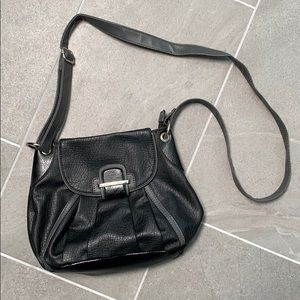 Black and grey over the shoulder purse